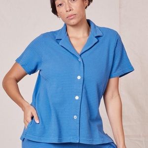 Big Bud Press Pantry Buttonup Honeycomb cotton Blue size P. NWOT